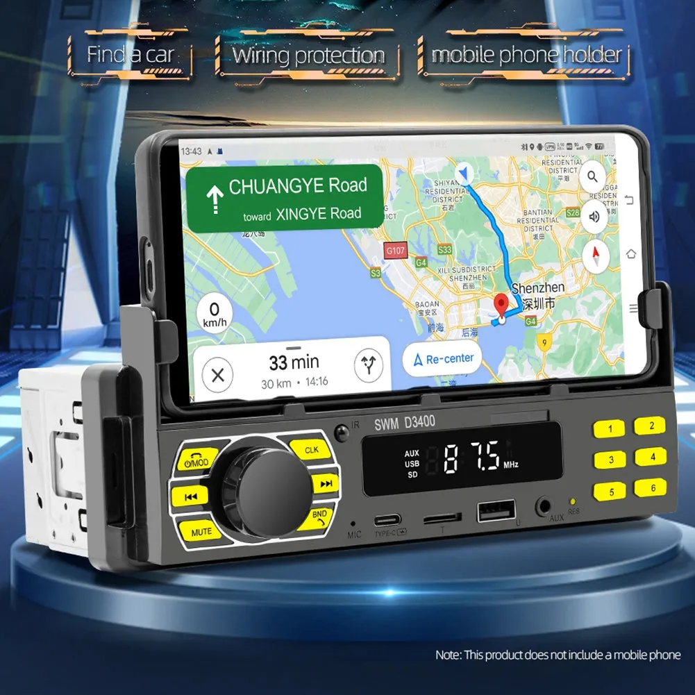 D3400 Car Stereo Multimedia MP3 Player AUX Hands-Free Calling Car