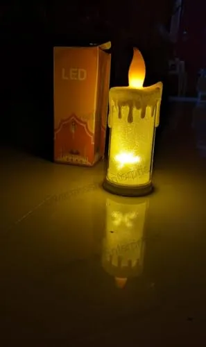 Dwarakesh Enterprises® Long Battery Backup Bright 23cm Size Glittering Real Snow drip Led fire Simulation Wick Ambient Romantic flameless Orange shootingstorm Tealight Candle(Batteries Included)