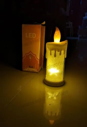 Dwarakesh Enterprises® Long Battery Backup Bright 23cm Size Glittering Real Snow drip Led fire Simulation Wick Ambient Romantic flameless Orange shootingstorm Tealight Candle(Batteries Included)
