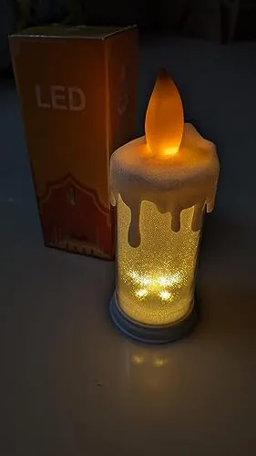 Dwarakesh Enterprises® Long Battery Backup Bright 23cm Size Glittering Real Snow drip Led fire Simulation Wick Ambient Romantic flameless Orange shootingstorm Tealight Candle(Batteries Included)