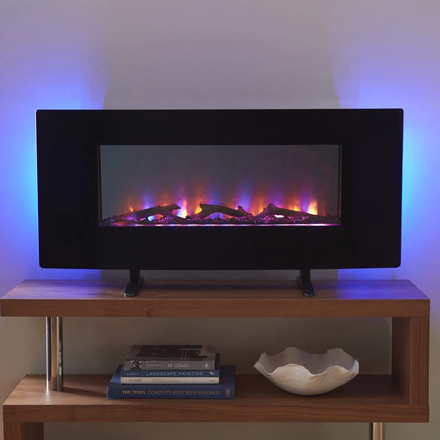 Electronic Fireplaces with Real Heat, Bluetooth Speakers & LED Mood Lighting