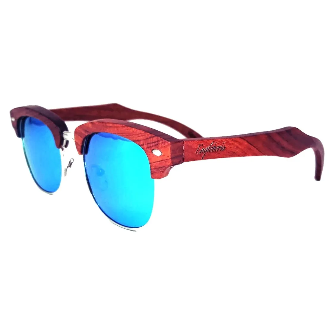 Engelberts Real Brazilian Pear Wood Sunglasses With Ice Blue Lenses