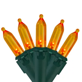 everyday 100ct LED Mini Christmas Lights Green - 33' Green Wire Orange