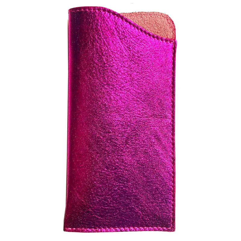 Eyeglass Case - Pink Metallic Leather