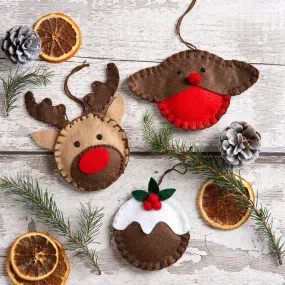 Felt Craft Kit - 6 Traditional Christmas Baubles