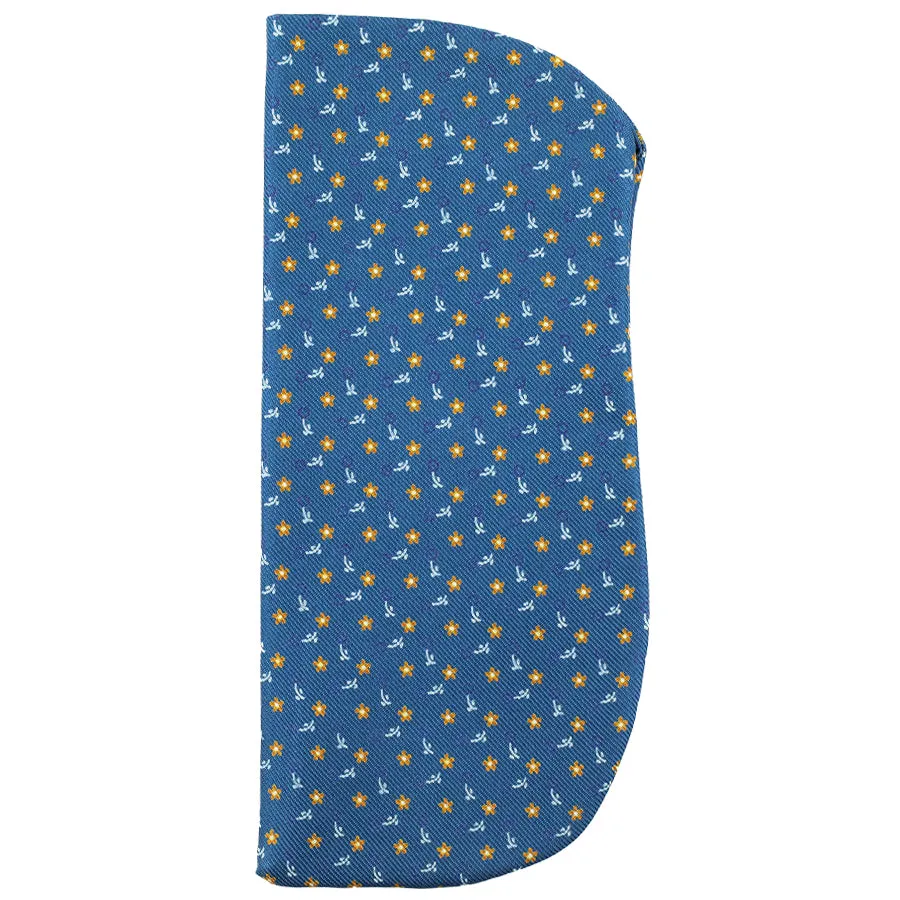 Floral Printed Silk Glasses Case - Air Force Blue
