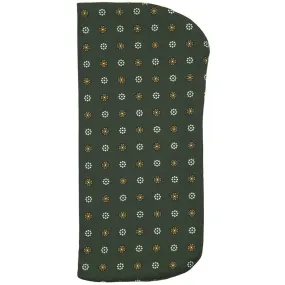 Floral Printed Silk Glasses Case - Olive