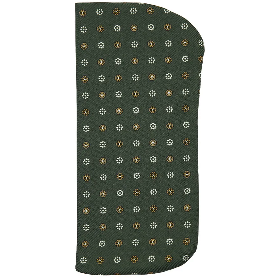 Floral Printed Silk Glasses Case - Olive
