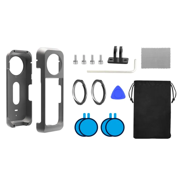 For Insta360 X3 PULUZ Metal Protective Cage Rig Housing Frame with Sticking Lens Film (Black)