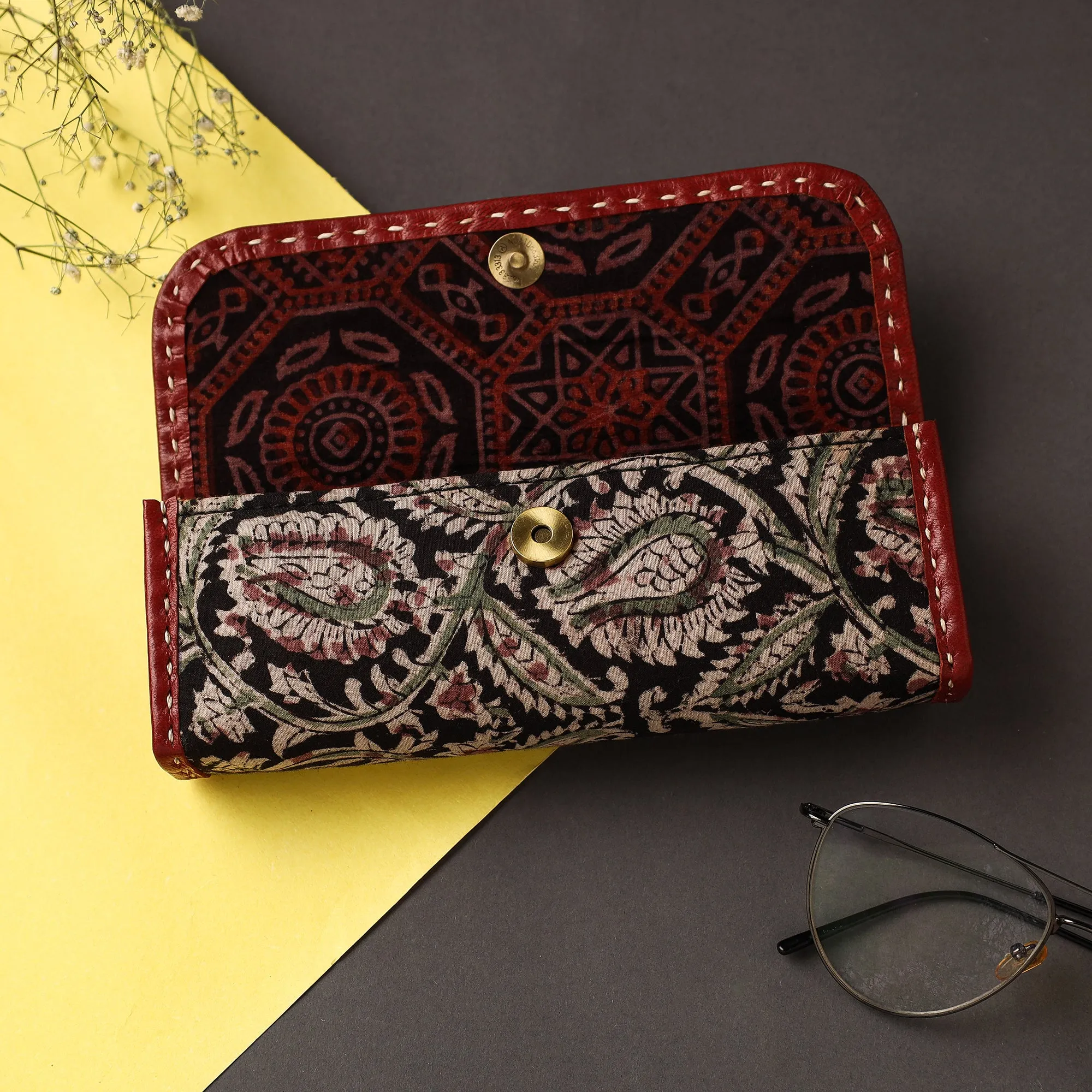 Handcrafted Kutch Leather Block Printed Spectacle Case