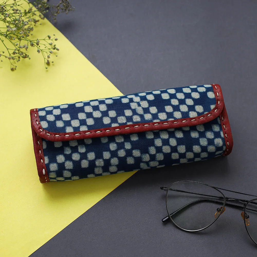 Handcrafted Leather Indigo Block Printed Spectacle Case