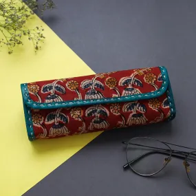 Handcrafted Leather Kalamkari Block Printed Spectacle Case