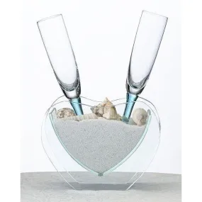 Heart Vase with Toasting Glasses
