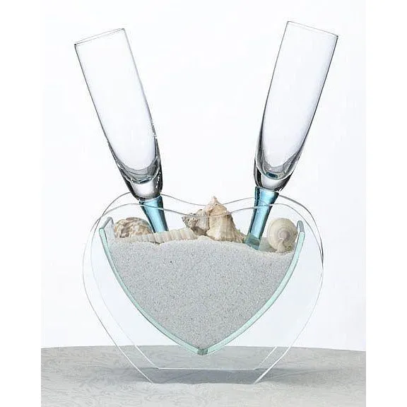 Heart Vase with Toasting Glasses