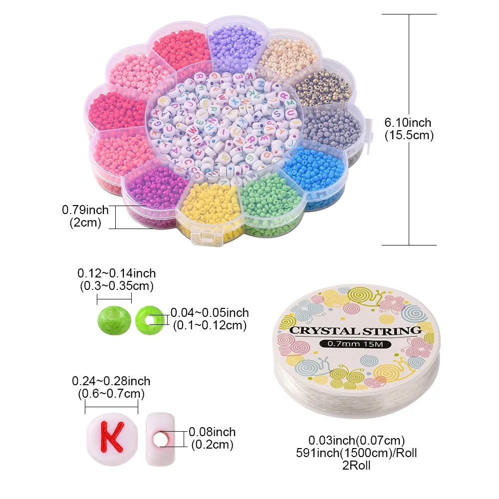 Jewelry making and beads kit, 3370 assorted beads, Flower shaped gift box