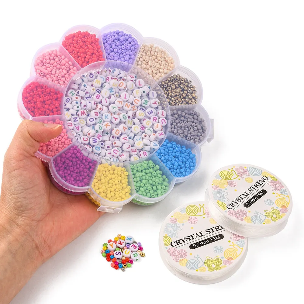 Jewelry making and beads kit, 3370 assorted beads, Flower shaped gift box
