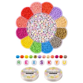 Jewelry making and beads kit, 3370 assorted beads, Flower shaped gift box