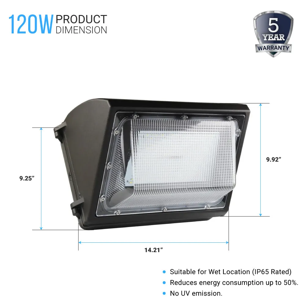 LED Wall Pack Light 120W with Dusk-to-Dawn Sensor 5700K 16300LM, Forward Throw, Waterproof Wall Mount Security Lighting, UL, DLC Premium