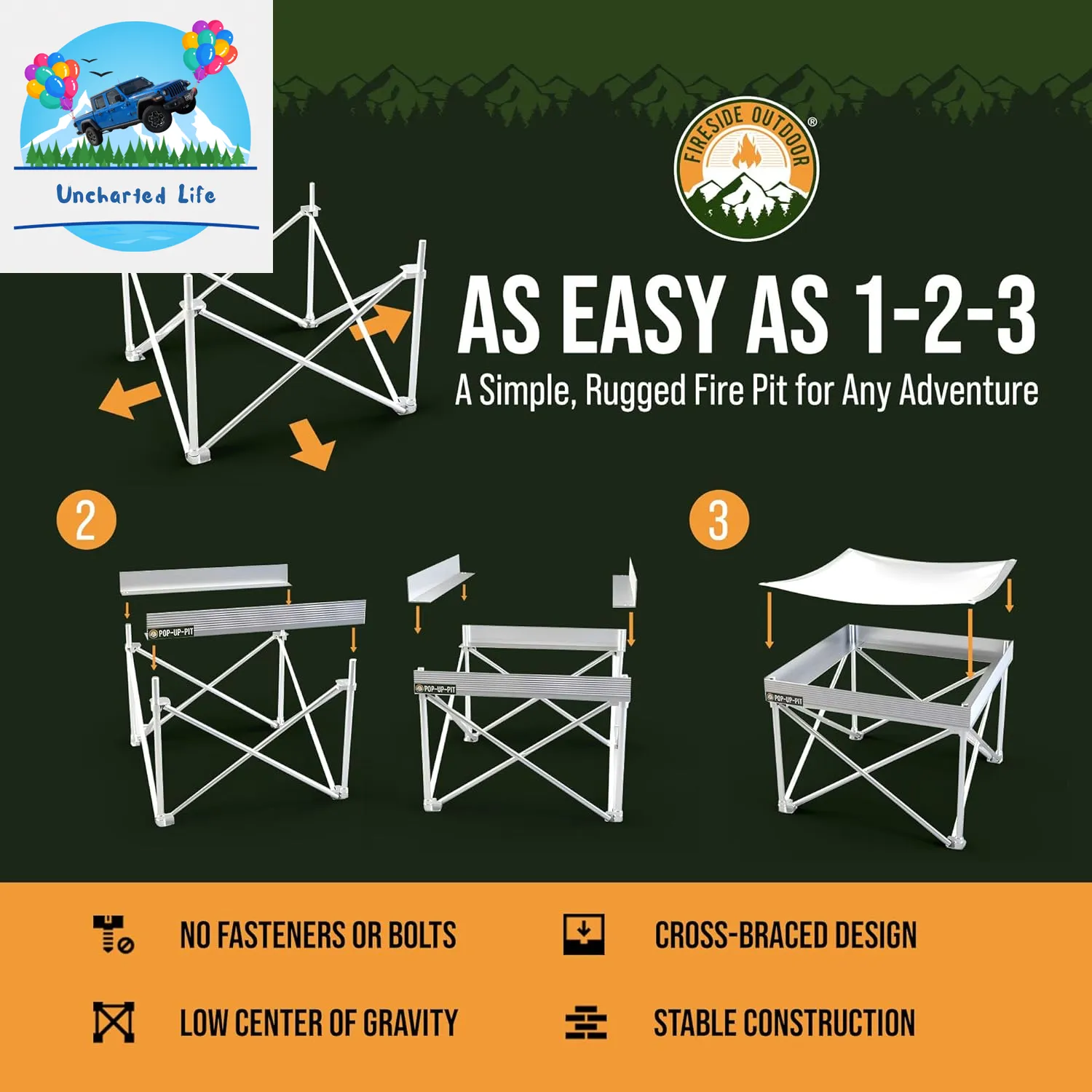 Lightweight Fireside Pop-Up Fire Pit: Portable & Compact