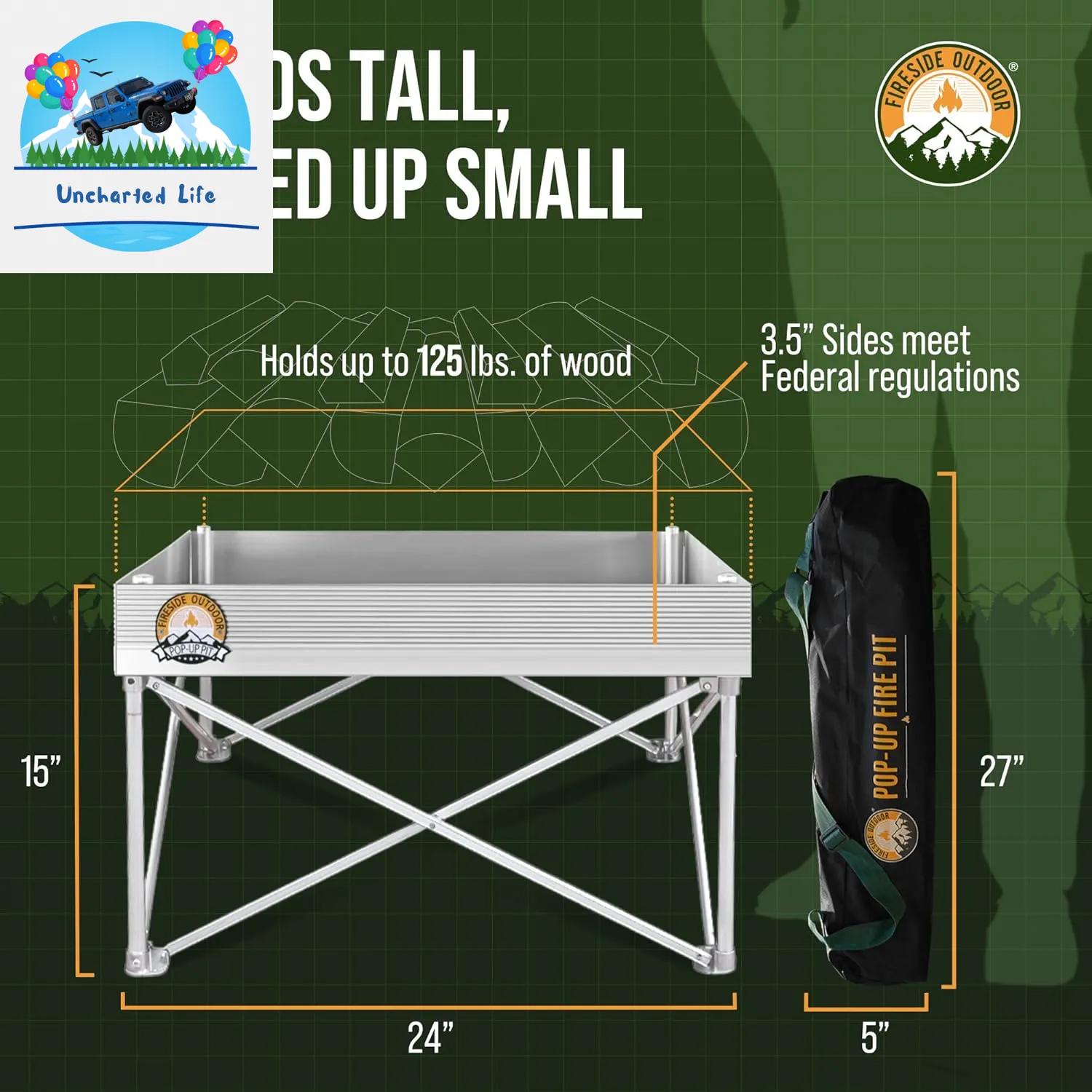 Lightweight Fireside Pop-Up Fire Pit: Portable & Compact