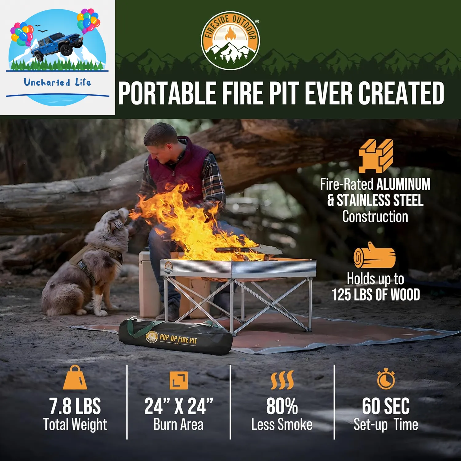 Lightweight Fireside Pop-Up Fire Pit: Portable & Compact