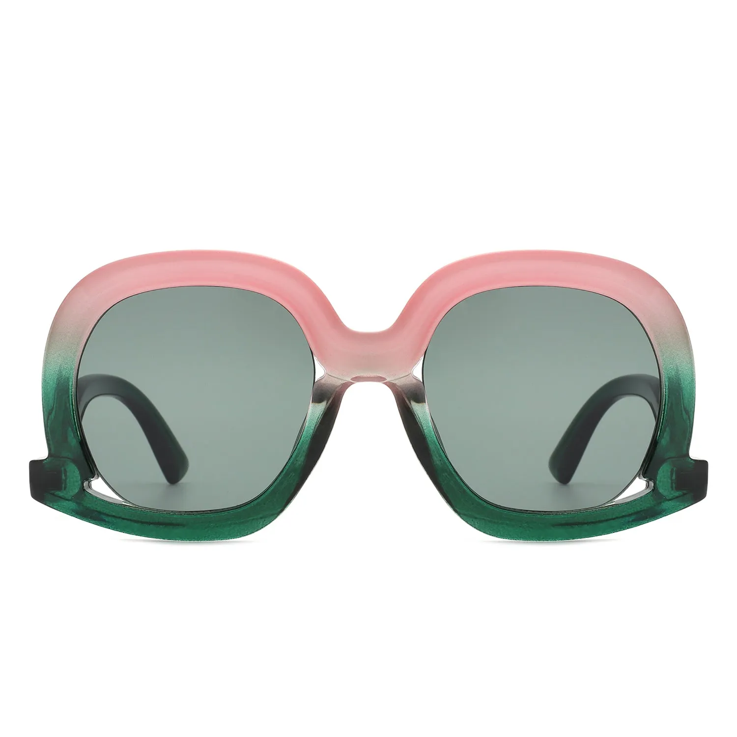 Lumisilk - Oversized Geometric Irregular Round Sunglasses for Women