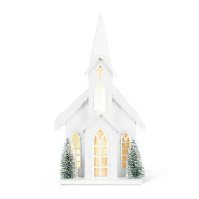 Md Snowy Tall Church w/LED-4.5x5.5" W
