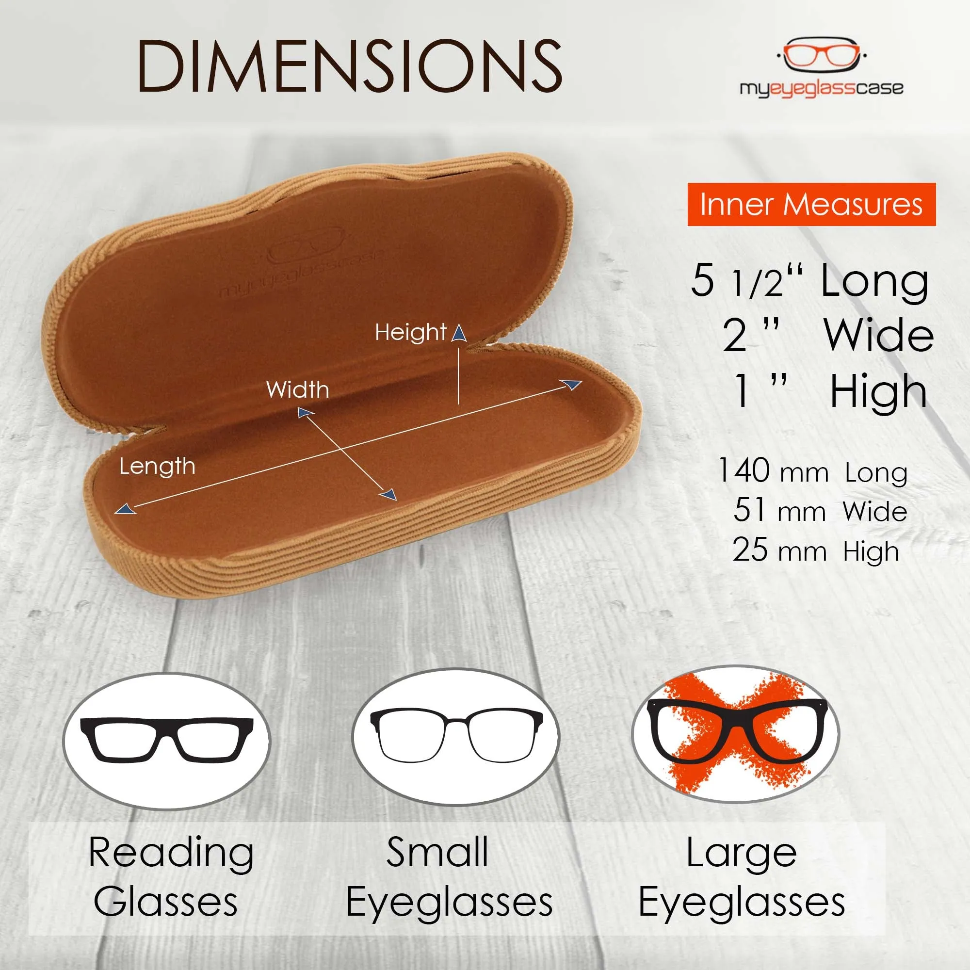 Men Hard Eyeglass Case for Small medium Frames - Glasses Case Holder with pouch and Cleaning Cloth (AS196 Corduroy Beige)