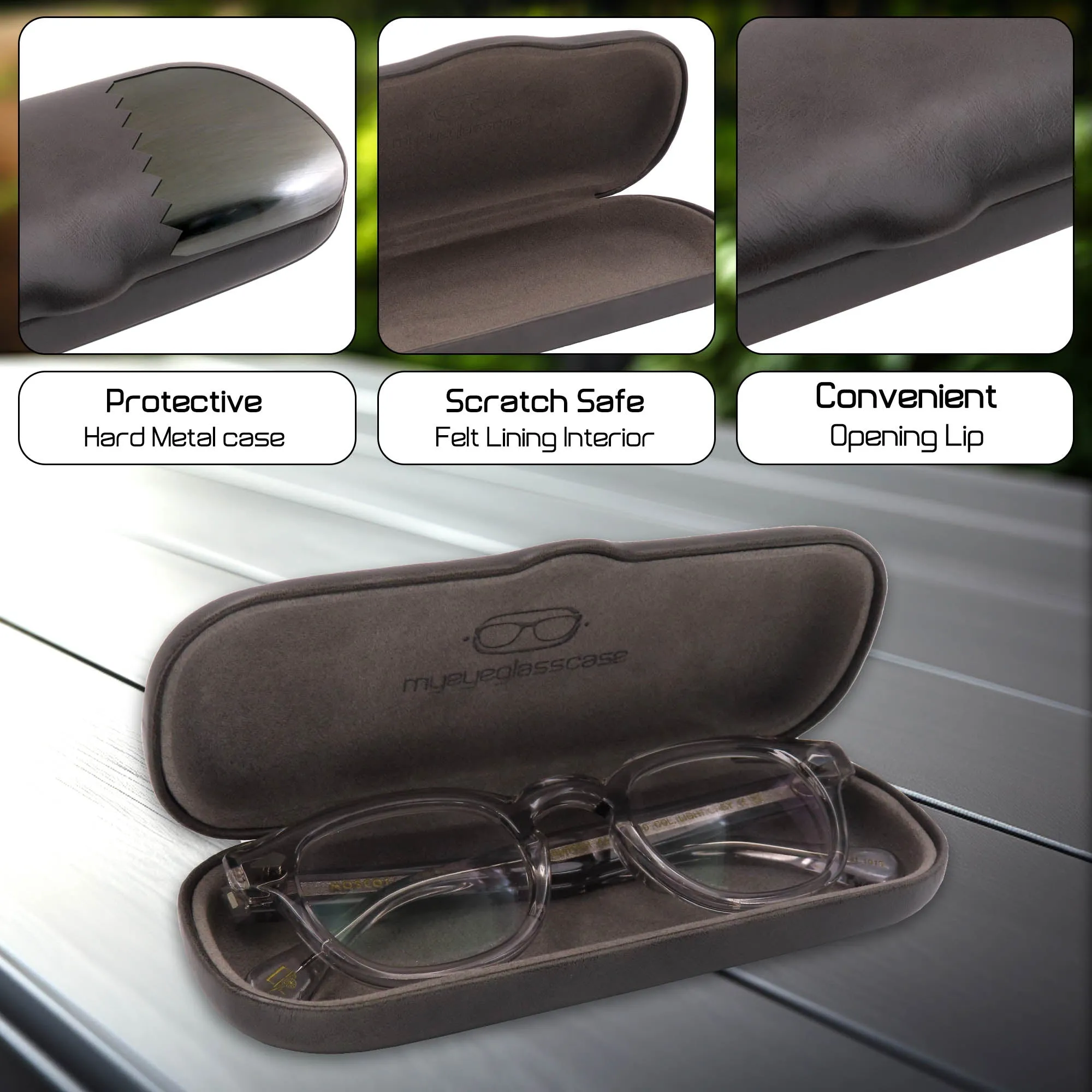 Men Hard Eyeglass Case for Small Narrow Slim Frames - Glasses Case Holder with pouch and Cleaning Cloth (S5 Rough Grey) (Copy)