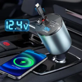 modern 4 in 1 Retractable Car Charger 66W Fast Car Phone Charger with Retractable Cables