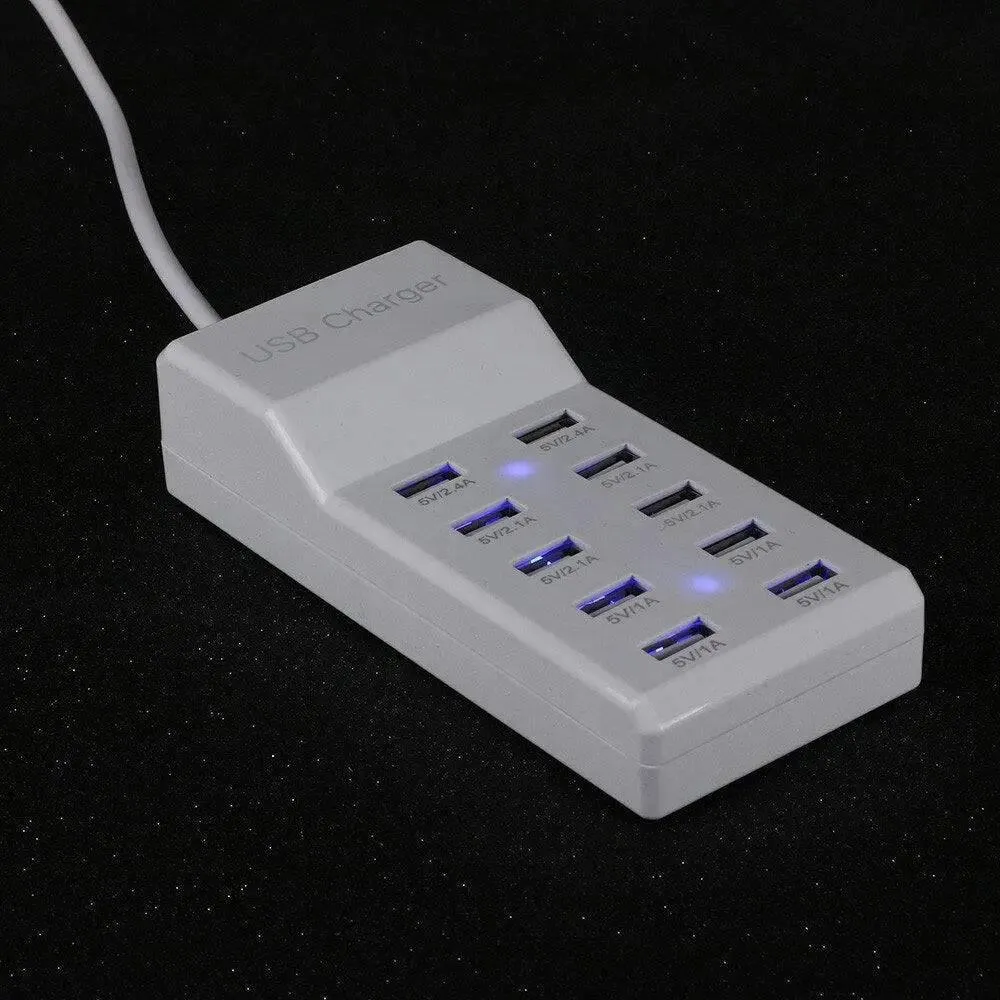 Multi USB Charger 10-Port 60W/12A Desktop