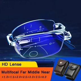 Multifocal Folding Reading Glasses Anti-blue Light HD Lenses Reading Glasses