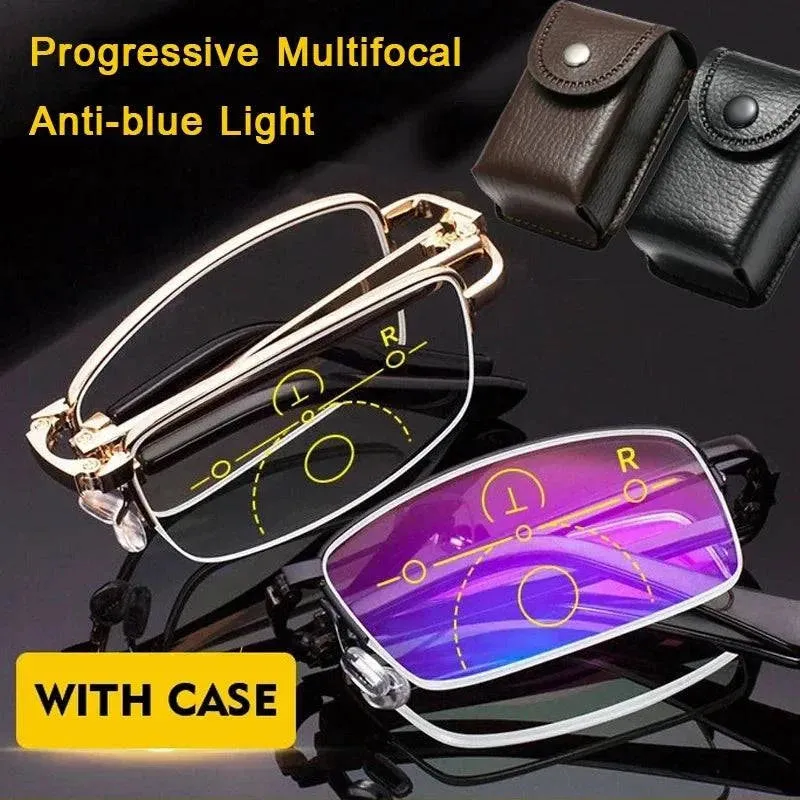 Multifocal Folding Reading Glasses Anti-blue Light HD Lenses Reading Glasses