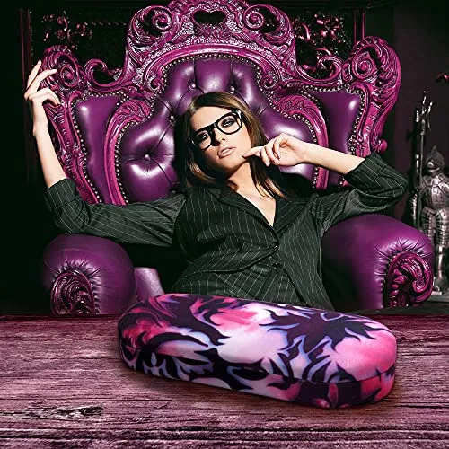 MyEyeglassCase Glasses case Hard Shell - Eyeglass Case Medium Frames in Water Color Damask Print Small Sunglasses case with Microfiber Pouch and Cloth ( AS166L Purple Damask)