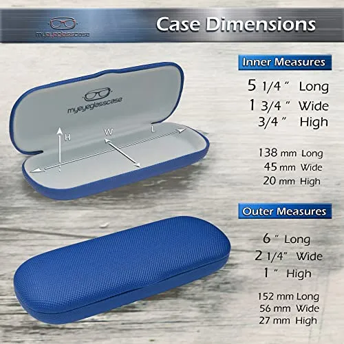 MyEyeglassCase Hard eye glass case | Slim glasses case hard shell with Microfiber Pouch and Cloth | Reading Hard Glasses case | Small & Protective (S5 Rough Blue)