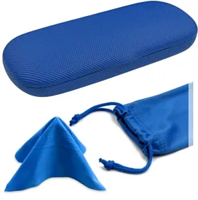 MyEyeglassCase Hard eye glass case | Slim glasses case hard shell with Microfiber Pouch and Cloth | Reading Hard Glasses case | Small & Protective (S5 Rough Blue)