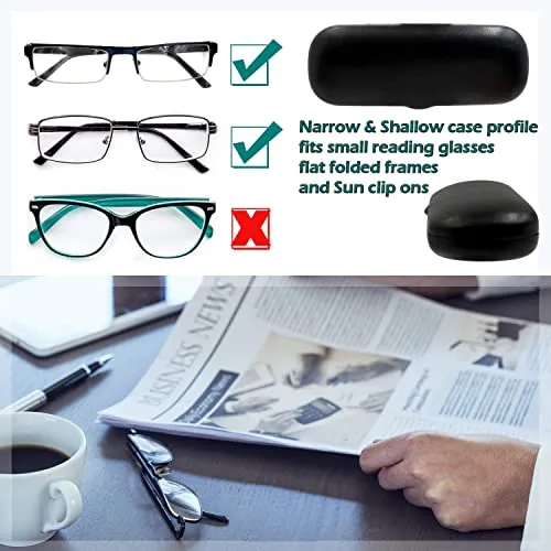 MyEyeglassCase Small Hard eye glass case | Slim glasses case hard shell with Microfiber Pouch and Cloth | Reading Hard Glasses case | Small & Protective (S5 Brown)