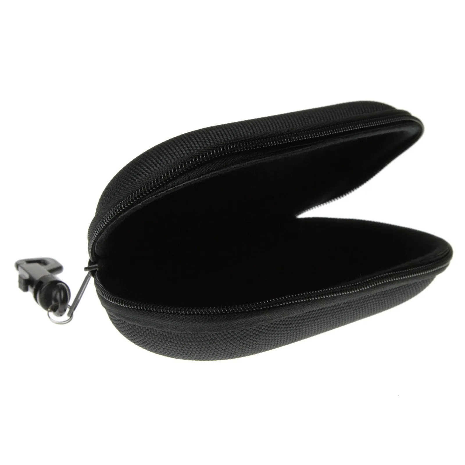 New Zipper Capsule Sunglasses Eyewear Case Nylon Pouch w/ Key Chain (Black) 1006