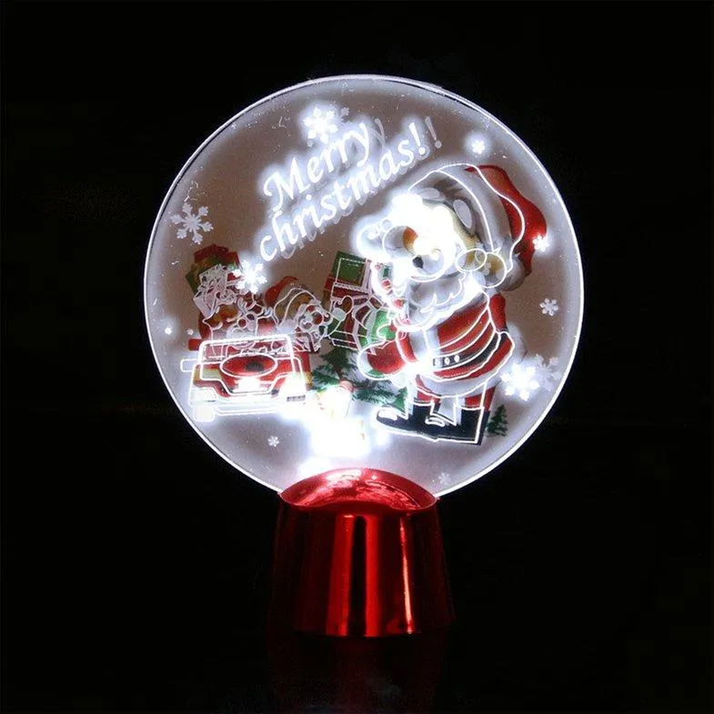PBF Santa Night Lights Colorful Flash Acrylic Light 3D Night Lights Random Sent