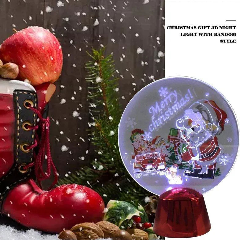 PBF Santa Night Lights Colorful Flash Acrylic Light 3D Night Lights Random Sent