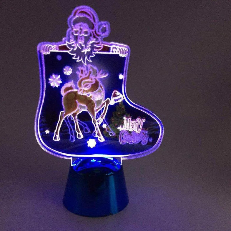 PBF Santa Night Lights Colorful Flash Acrylic Light 3D Night Lights Random Sent