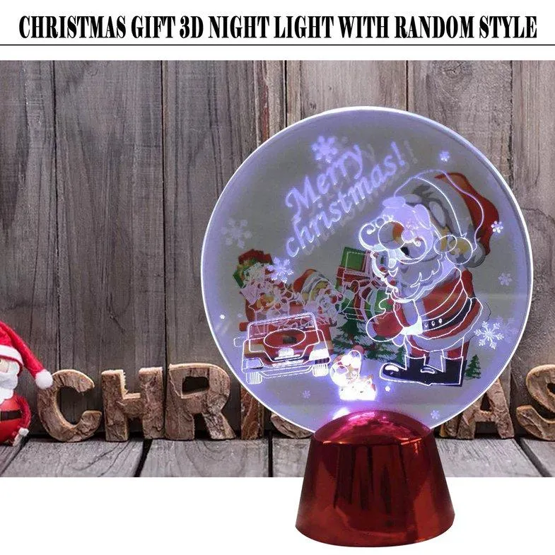 PBF Santa Night Lights Colorful Flash Acrylic Light 3D Night Lights Random Sent