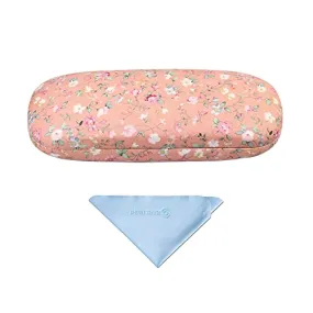 PERFECTSIGHT Hard Shell Eyeglasses Case Floral Portable Protective Glasses Case Flower Fabric Surface Eyeglass Case for Women Girls With Microfiber Cleaning Cloth (Orange)