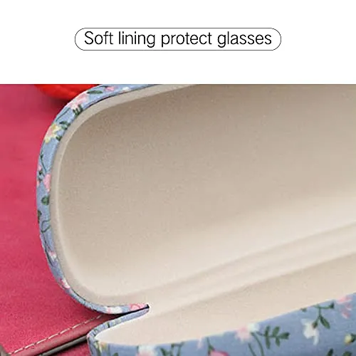 PERFECTSIGHT Hard Shell Eyeglasses Case Floral Portable Protective Glasses Case Flower Fabric Surface Eyeglass Case for Women Girls With Microfiber Cleaning Cloth (Orange)