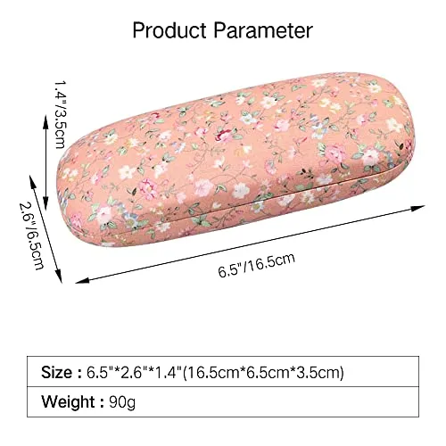 PERFECTSIGHT Hard Shell Eyeglasses Case Floral Portable Protective Glasses Case Flower Fabric Surface Eyeglass Case for Women Girls With Microfiber Cleaning Cloth (Orange)