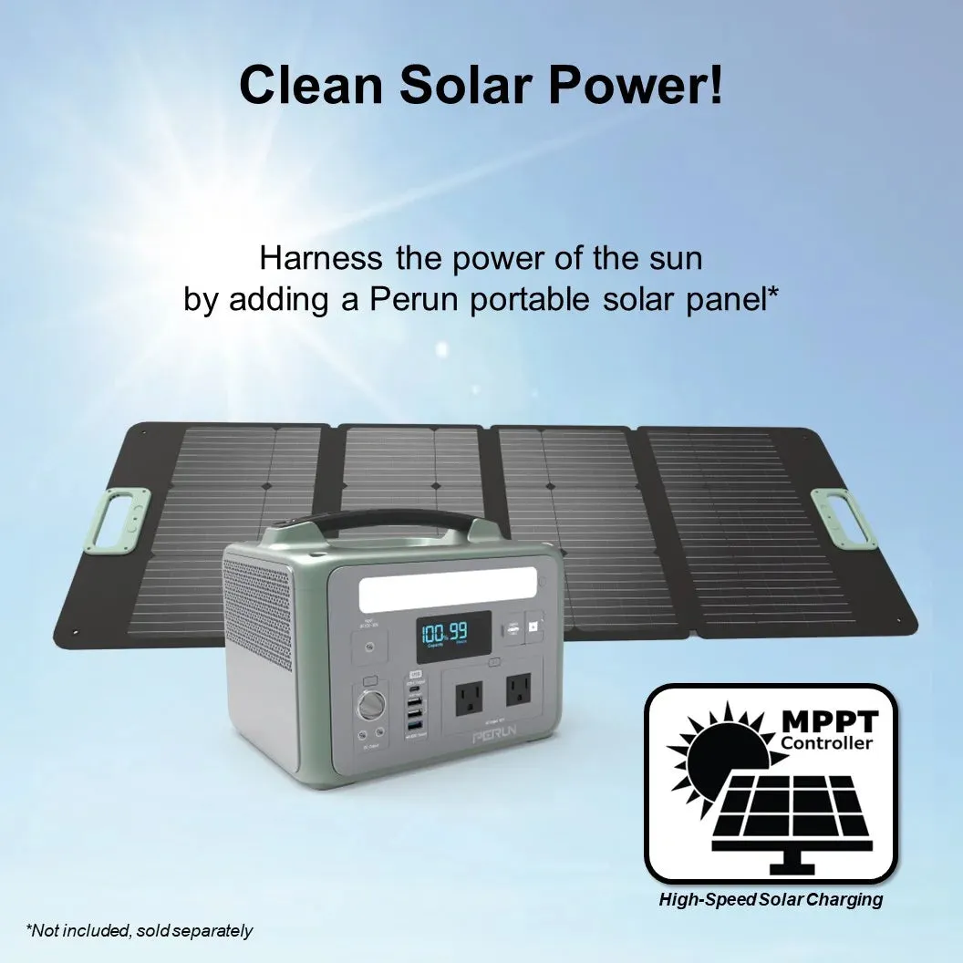Perun by Yard Force PB-20 600W/1200W Power Station Pure Sine Wave Solar Generator New