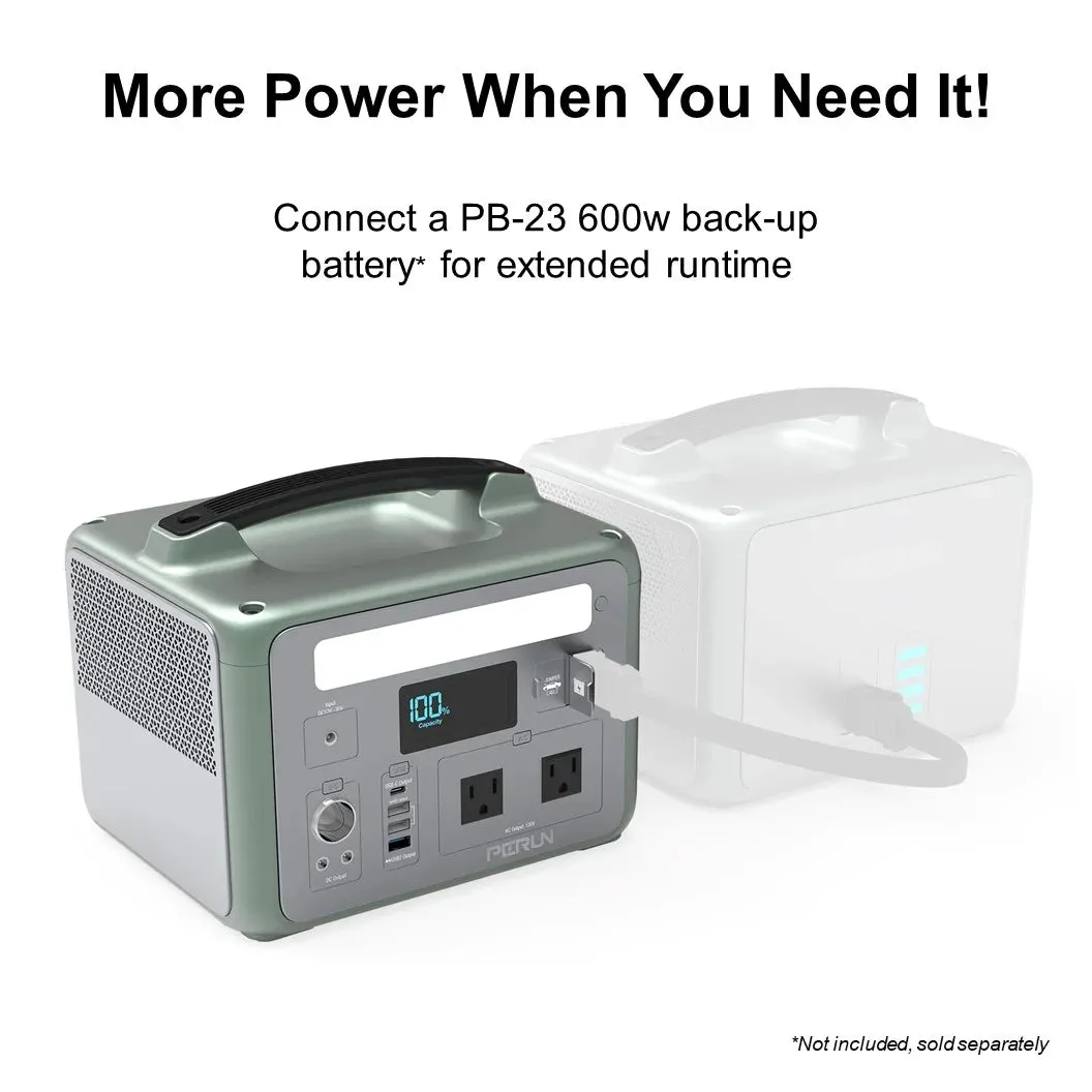 Perun by Yard Force PB-20 600W/1200W Power Station Pure Sine Wave Solar Generator New
