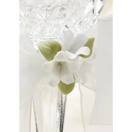 Porcelain Stephanotis Bouquet Wedding Toasting Glasses