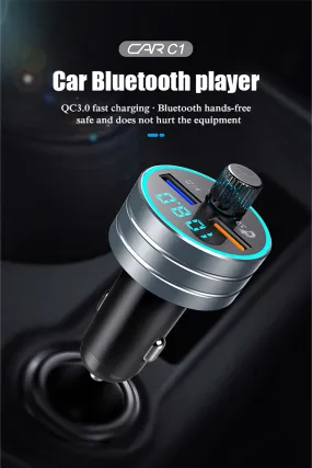 QC 3.0 Dual USB Fast Car Charger with Bluetooth Mp3 Player