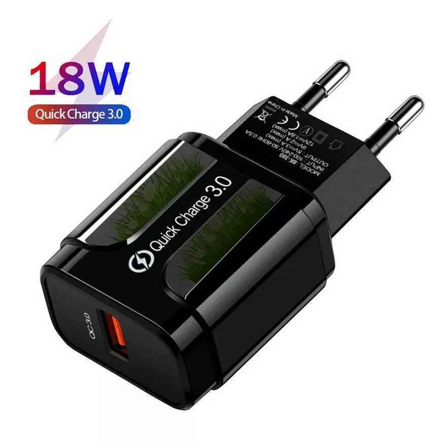 Rapid Charging LED Light EU Plug USB Adapter: Versatile Fast Charger